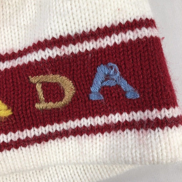 CANADA BEANIE HAT CAP WHITE ACRYLIC COTTON BLEND ONE SIZE FITS MOST MULTI COLOR - Picture 2 of 12
